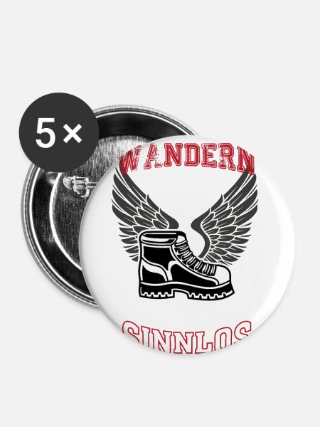 Wandern rot Leben sinnlos - Geschenk - Buttons groß 56 mm (5er Pack) - Weiß