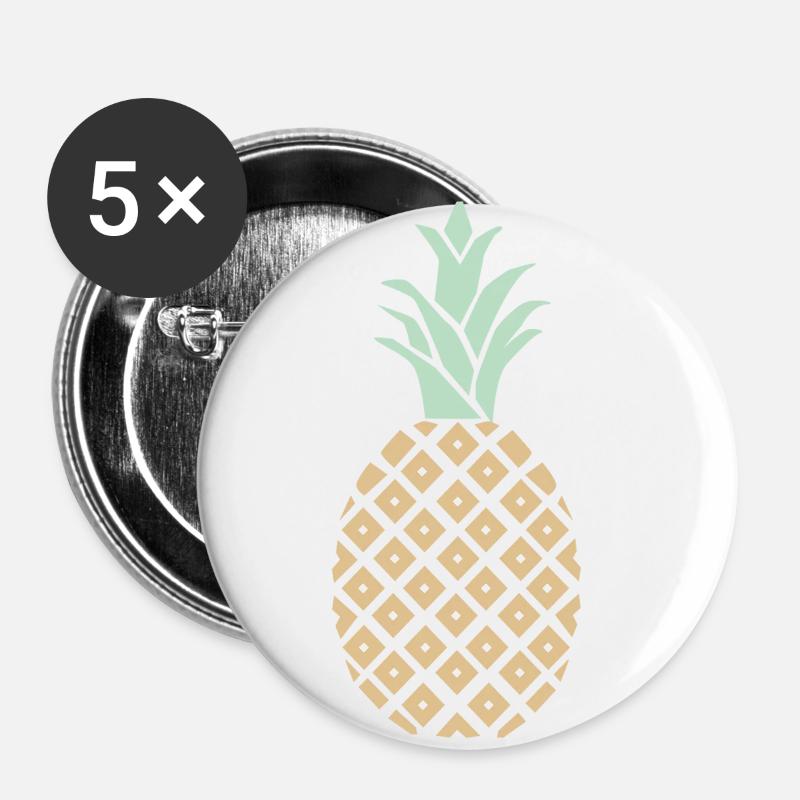 Pineapple with pattern - Buttons large 2.2''/56 mm (5-pack) - white