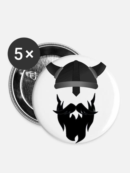 Wikinger - Buttons groß 56 mm (5er Pack) - Weiß