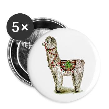 Cool Alpaca Lama - Buttons large 2.2''/56 mm (5-pack) - white - Front