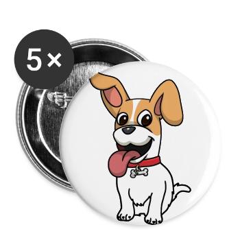 Funny dog dogs pets happy children - Buttons large 2.2''/56 mm (5-pack) - white - Front