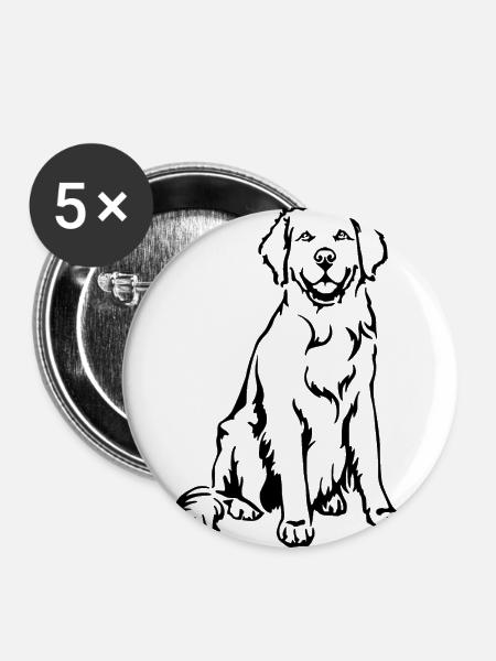 Retriever - Buttons groß 56 mm (5er Pack) - Weiß