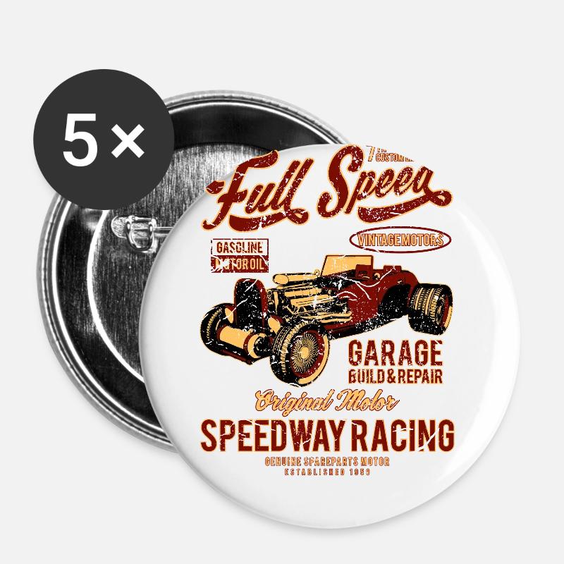 Full Speed Hot Rod - Buttons large 2.2''/56 mm (5-pack) - white