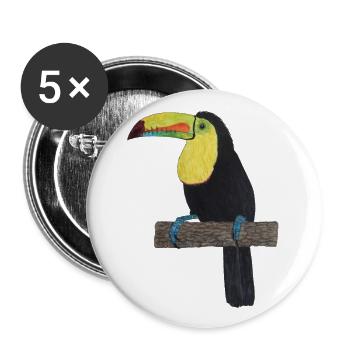 Tukan Urwald Regenwald - Buttons groß 56 mm (5er Pack) - Weiß - Vorne