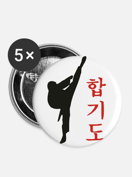 Hapkido Kick - Buttons groß 56 mm (5er Pack) - Weiß
