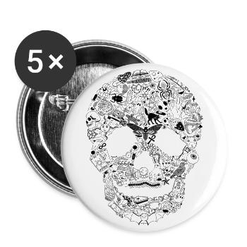 Gothic Skull Goth Style Dark Heavy Metal WGT - Buttons large 2.2''/56 mm (5-pack) - white - Front