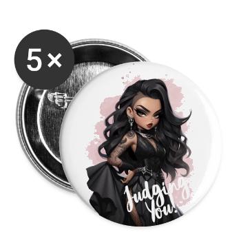 Goth Lady Judging You - Buttons groß 56 mm (5er Pack) - Weiß - Vorne