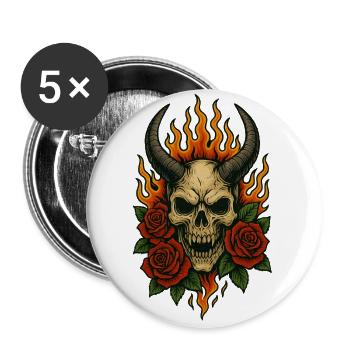 Crâne d'Enfer - Lot de 5 grands badges (56 mm) - blanc - Devant