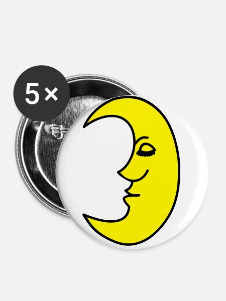 Mond - moon - Buttons groß 56 mm (5er Pack) - Weiß
