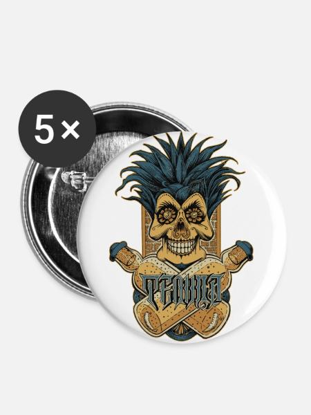 Tequila - Buttons groß 56 mm (5er Pack) - Weiß
