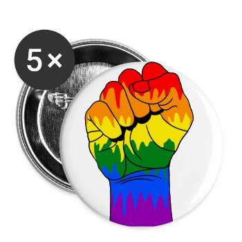 Poing gai - Lot de 5 grands badges (56 mm) - blanc - Devant