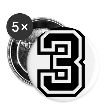 3 Zahl symbol - Buttons groß 56 mm (5er Pack) - Weiß - Vorne
