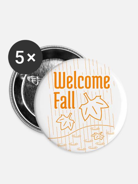 Willkommen Herbst - Buttons groß 56 mm (5er Pack) - Weiß