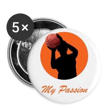 Basketball-Leidenschaft. - Buttons groß 56 mm (5er Pack) - Weiß - Vorne
