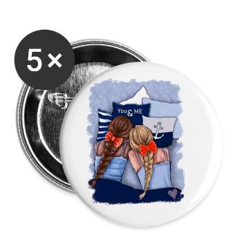 YOU&ME Illustration/Friends/Sisters Maritim - Buttons large 2.2''/56 mm (5-pack) - white - Front