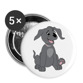 Dog sits - grey - Buttons large 2.2''/56 mm (5-pack) - white - Front