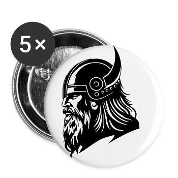 Viking Head Viking Warrior - Buttons large 2.2''/56 mm (5-pack) - white - Front