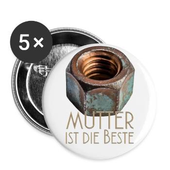 Mutter ist die Beste - Buttons groß 56 mm (5er Pack) - Weiß - Vorne