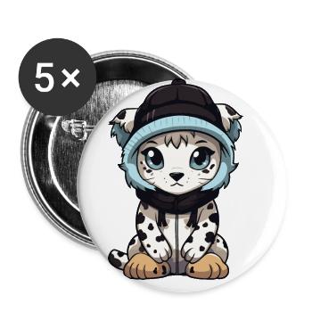Snow leopard winter leopard baby - Buttons large 2.2''/56 mm (5-pack) - white - Front