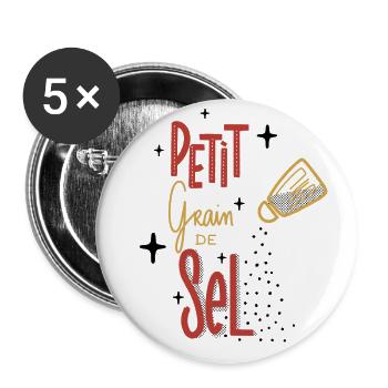 Petit Grain De Sel - Lot de 5 grands badges (56 mm) - blanc - Devant