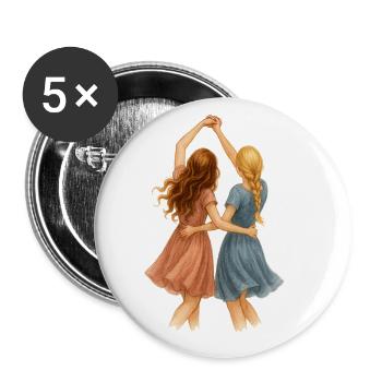 Best friends dancing blonde and redhead - Buttons large 2.2''/56 mm (5-pack) - white - Front