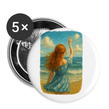 Redhead girl by the sea - Buttons large 2.2''/56 mm (5-pack) - white - Front