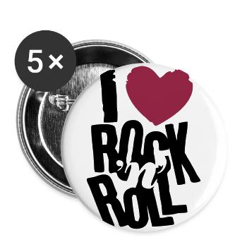 i love rock n roll - Lot de 5 grands badges (56 mm) - blanc - Devant