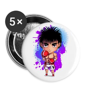 Boxing Chibi - Buttons large 2.2''/56 mm (5-pack) - white - Front