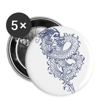 Chinesischer Drache - Buttons groß 56 mm (5er Pack) - Weiß - Vorne