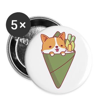 Süßes Corgi Temaki Sushi - Buttons groß 56 mm (5er Pack) - Weiß - Vorne