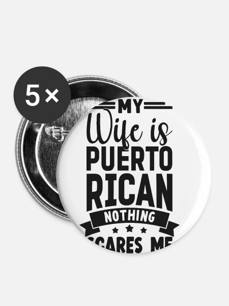 Puerto Rico - Buttons groß 56 mm (5er Pack) - Weiß