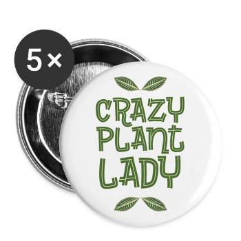 Crazy Plant Lady - Buttons groß 56 mm (5er Pack) - Weiß - Vorne