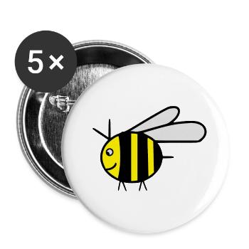 Gelbe fliegende Honigbiene Hummel - Geschenkidee - Buttons groß 56 mm (5er Pack) - Weiß - Vorne