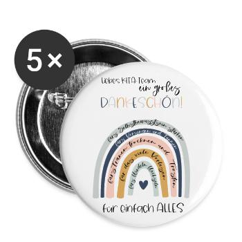 Danke KITA Team - Buttons groß 56 mm (5er Pack) - Weiß - Vorne