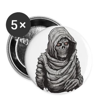 Mummy Halloween Trick or Treat Disguise - Buttons large 2.2''/56 mm (5-pack) - white - Front