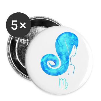 Jungfrau - Buttons groß 56 mm (5er Pack) - Weiß - Vorne