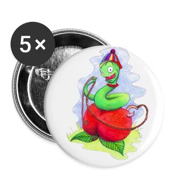 Würmchen Schlingel Aus Kinderbuch - Buttons groß 56 mm (5er Pack) - Weiß - Vorne