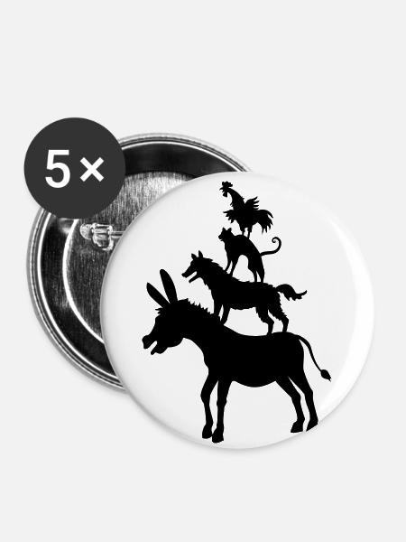 Bremen Town Musicians музыканты 04 1c Бременские - Buttons large 2.2''/56 mm (5-pack) - white