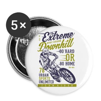 Downhill Mountainbike Fahrrad Extrem - Buttons groß 56 mm (5er Pack) - Weiß - Vorne