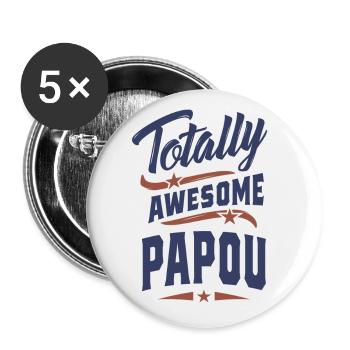 Totally Awesome Papou - Buttons large 2.2''/56 mm (5-pack) - white - Front