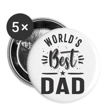 Bester Vater der Welt - Buttons groß 56 mm (5er Pack) - Weiß - Vorne