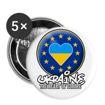 Ukraine - Le cœur de l’Europe - Lot de 5 grands badges (56 mm) - blanc - Devant
