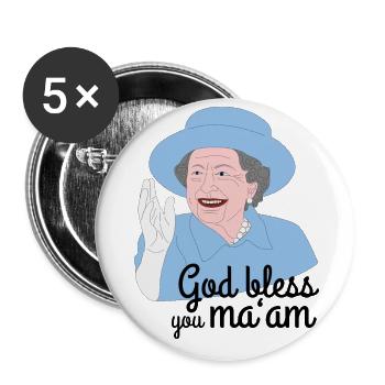 Andenken zum Tod der Königin Elisabeth II - Buttons groß 56 mm (5er Pack) - Weiß - Vorne