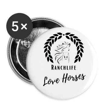 Love Horses - Buttons groß 56 mm (5er Pack) - Weiß - Vorne