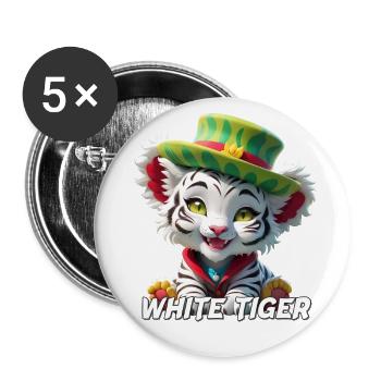 White Tiger - Buttons large 2.2''/56 mm (5-pack) - white - Front