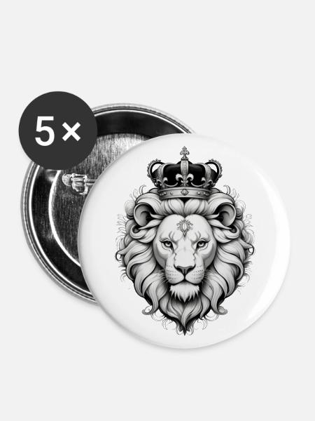 lion roi - Buttons groß 56 mm (5er Pack) - Weiß
