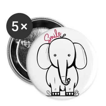 Elephant smile - Buttons groß 56 mm (5er Pack) - Weiß - Vorne