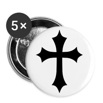 06 Gothic Cross Kreuz Jesus Christ Gottes Symbol - Buttons groß 56 mm (5er Pack) - Weiß - Vorne
