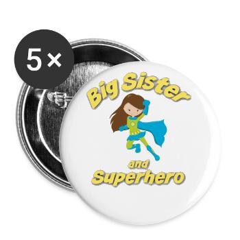 Big Sister Superhero Big sister superhero - Buttons large 2.2''/56 mm (5-pack) - white - Front