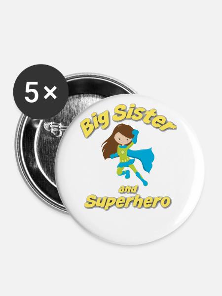Big Sister Superhero Big sister superhero - Buttons large 2.2''/56 mm (5-pack) - white